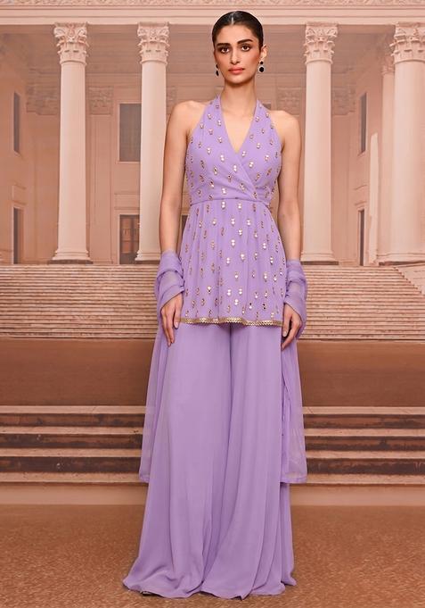 Lavender Handwork Sharara Set