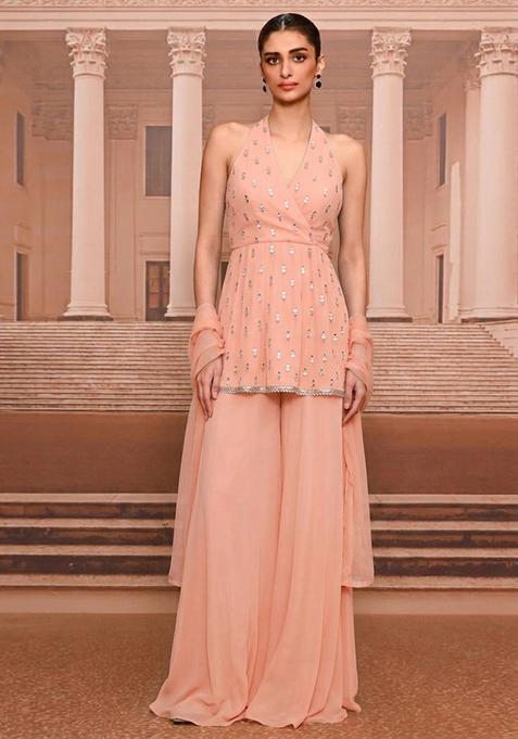 Peach Handwork Sharara Set