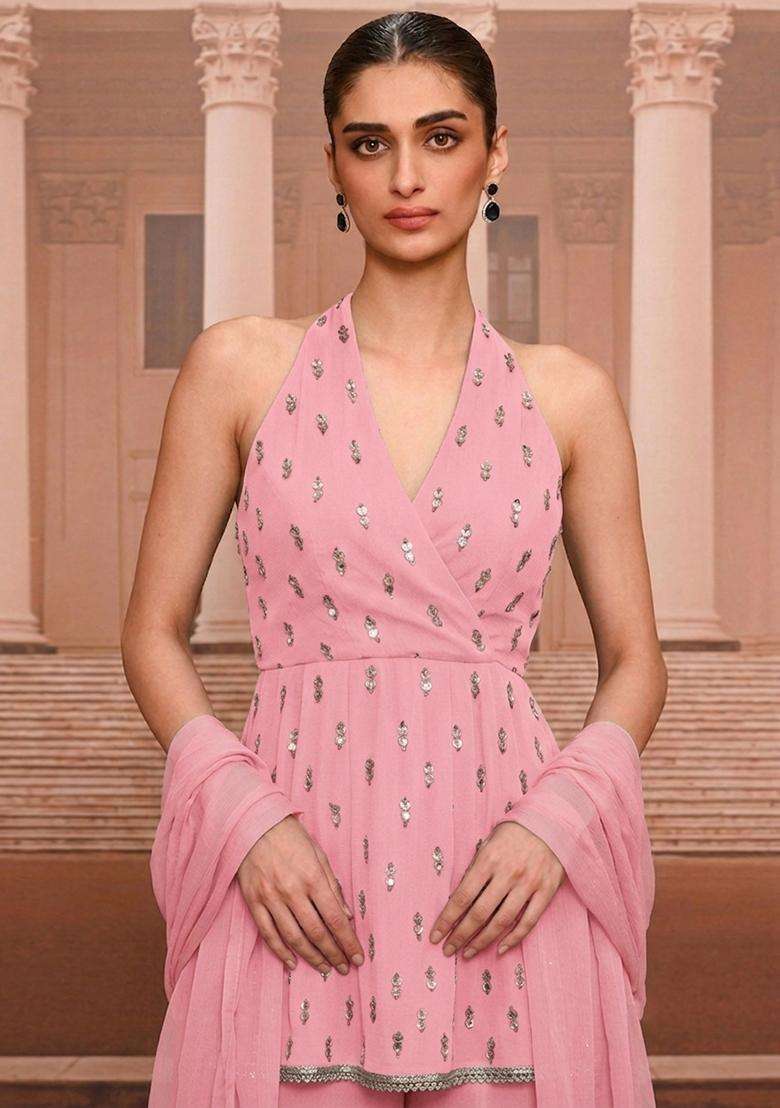 Pink Handwork Sharara Set - Indya
