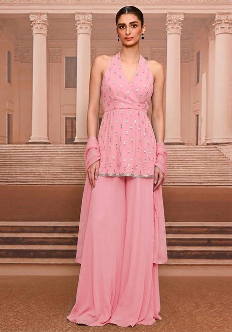 Pink Handwork Sharara Set
