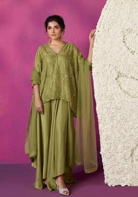 Olive Sequin Kurta Set