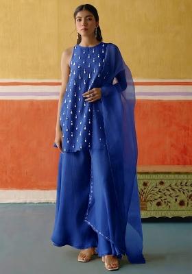 Cobalt Blue Embellished Kurta Set