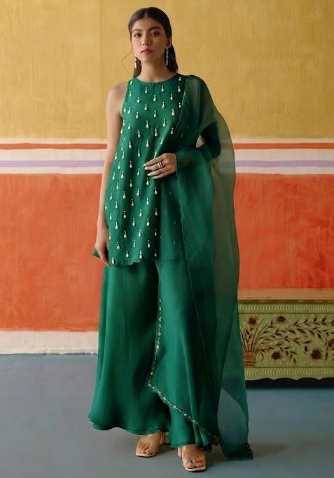 Emerald Green Embellished Kurta Set