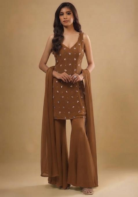 Chocolate Brown Sequin Kurta Set