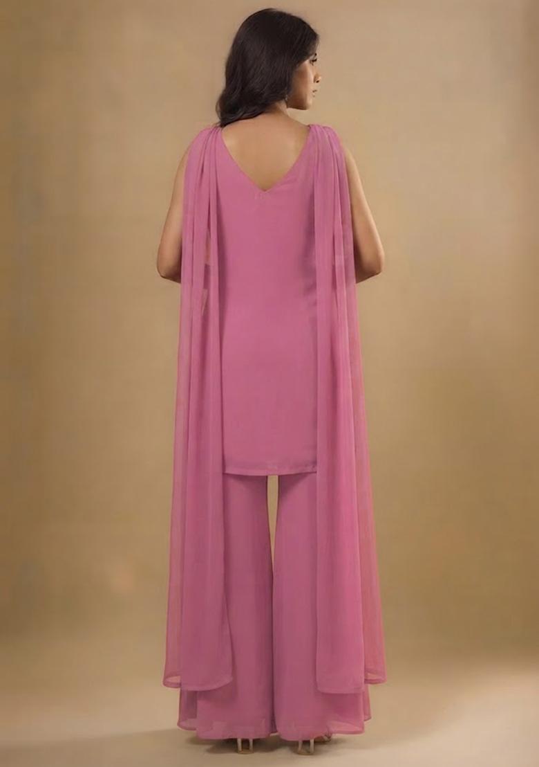 Dusty Pink Sequin Kurta Set - Indya