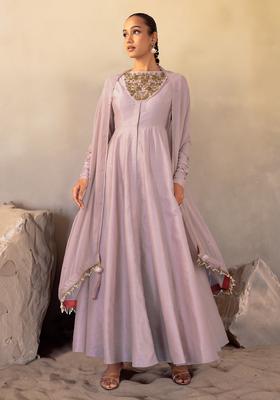 Lilac Hand Work Anarkali Set