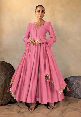 Onion Pink Hand Work Anarkali Set