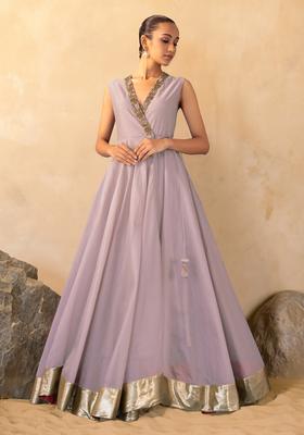 Lilac Hand Work Anarkali Set