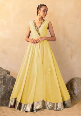 Pastel Yellow Hand Work Anarkali Set