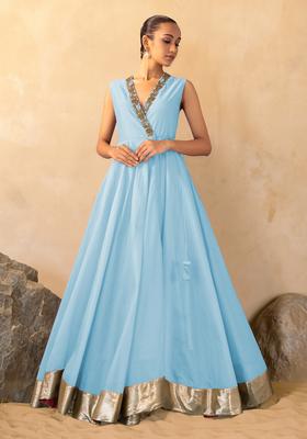 Light Blue Hand Work Anarkali Set