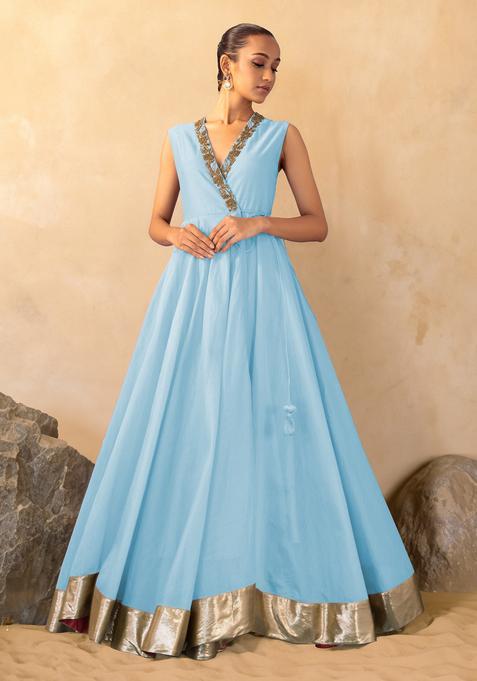 Light Blue Hand Work Anarkali Set