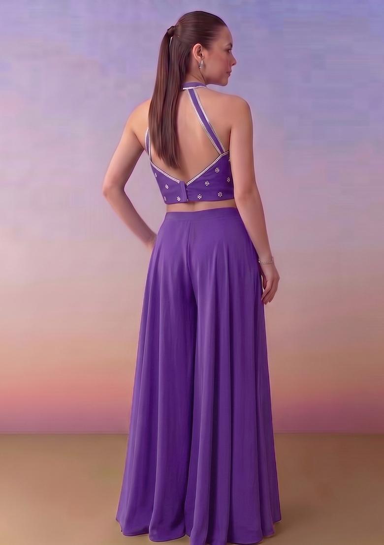 Purple Handwork Fusion Set - Indya