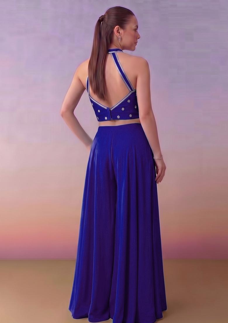 Royal Blue Handwork Fusion Set - Indya