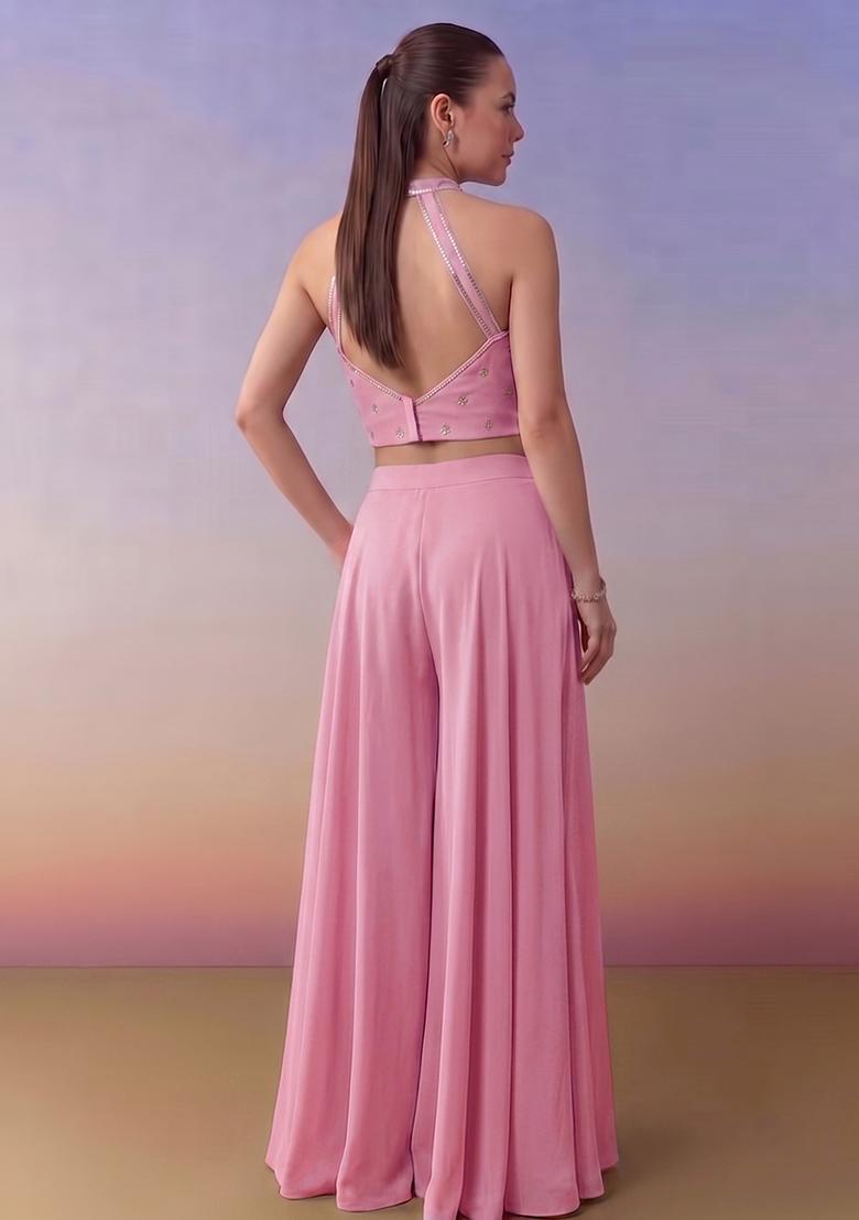 Baby Pink Handwork Fusion Set - Indya