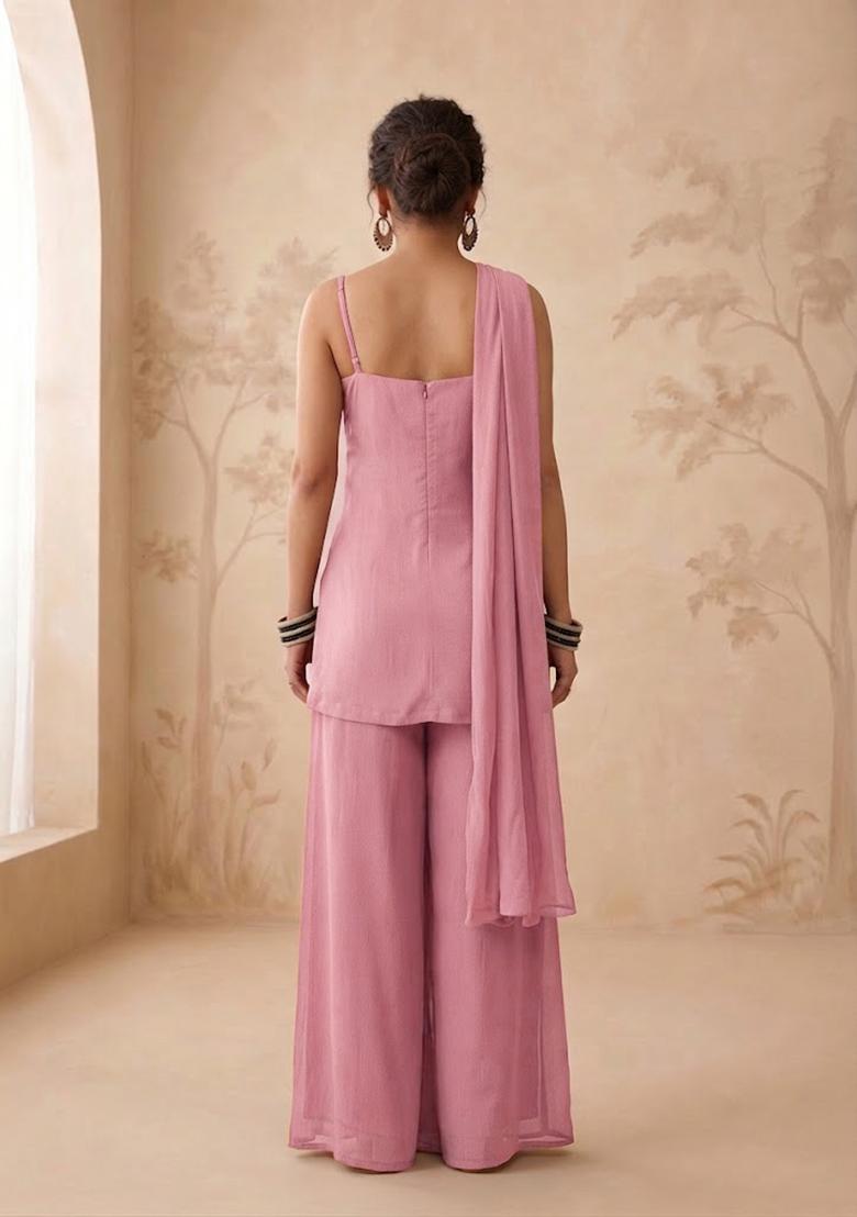 Blush Pink Handwork Sharara Set - Indya