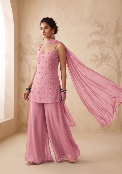 Blush Pink Handwork Sharara Set