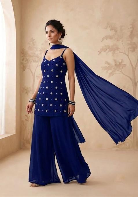 Royal Blue Handwork Sharara Set