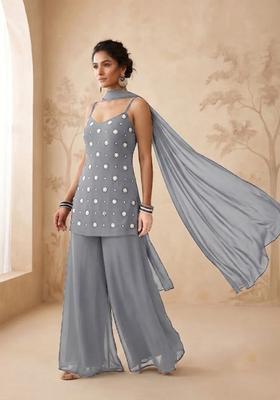 Silver Handwork Sharara Set
