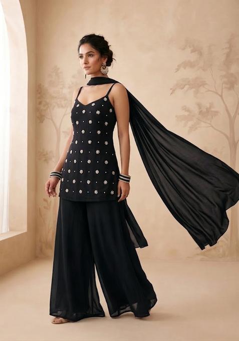 Black Handwork Sharara Set