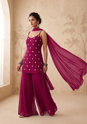 Magenta Handwork Sharara Set