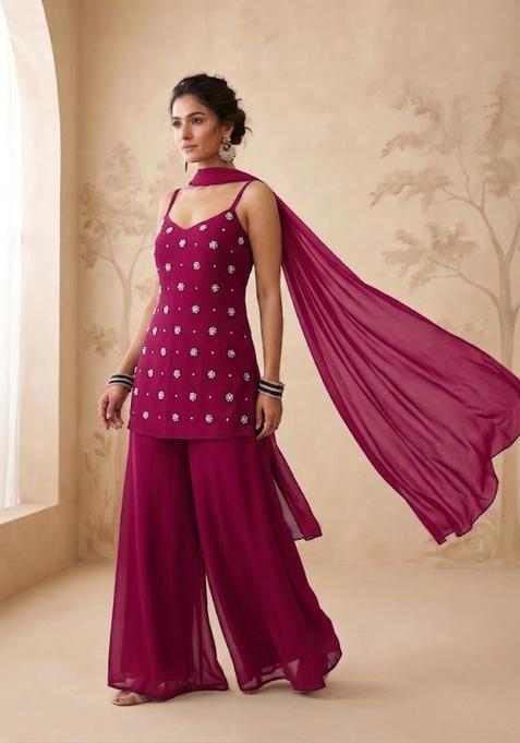 Magenta Handwork Sharara Set