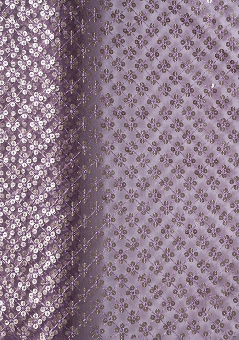 Lavender Embroidered Net Lehenga Set - Indya