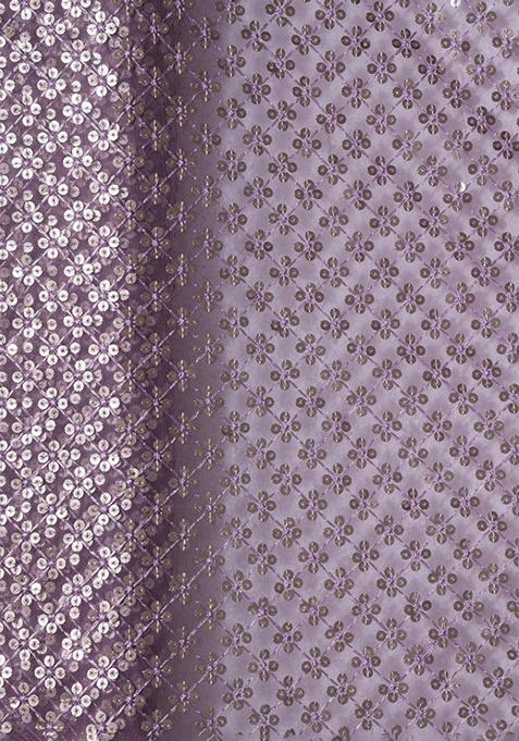 Lavender Embroidered Net Lehenga Set