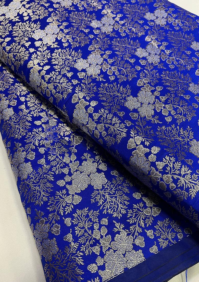 Blue Solid Brocade Lehenga Set - Indya