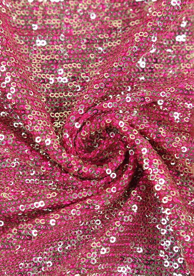 Pink Sequin Embroidered Cotton Lehenga Set - Indya