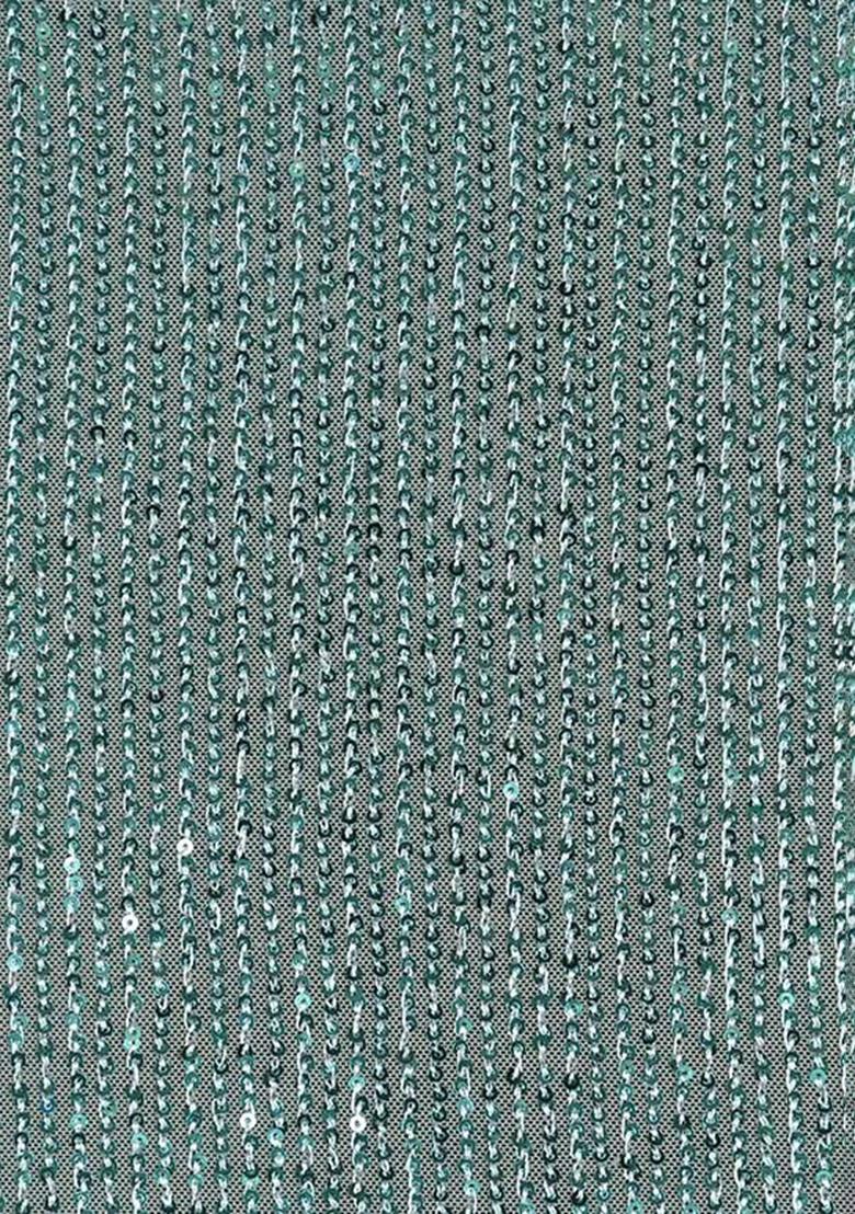 Powder Blue Embroidered Net Lehenga Set - Indya