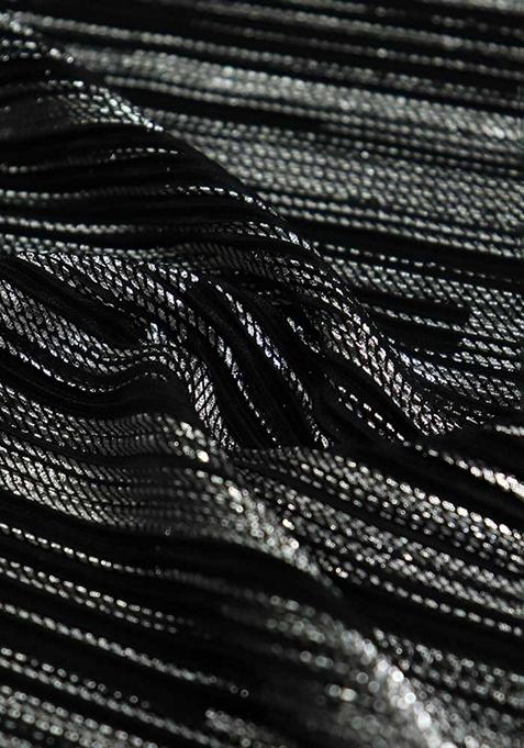 Black Foil Printed Knit Lehenga Set