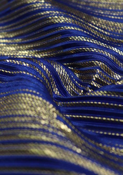 Blue Foil Printed Knit Lehenga Set