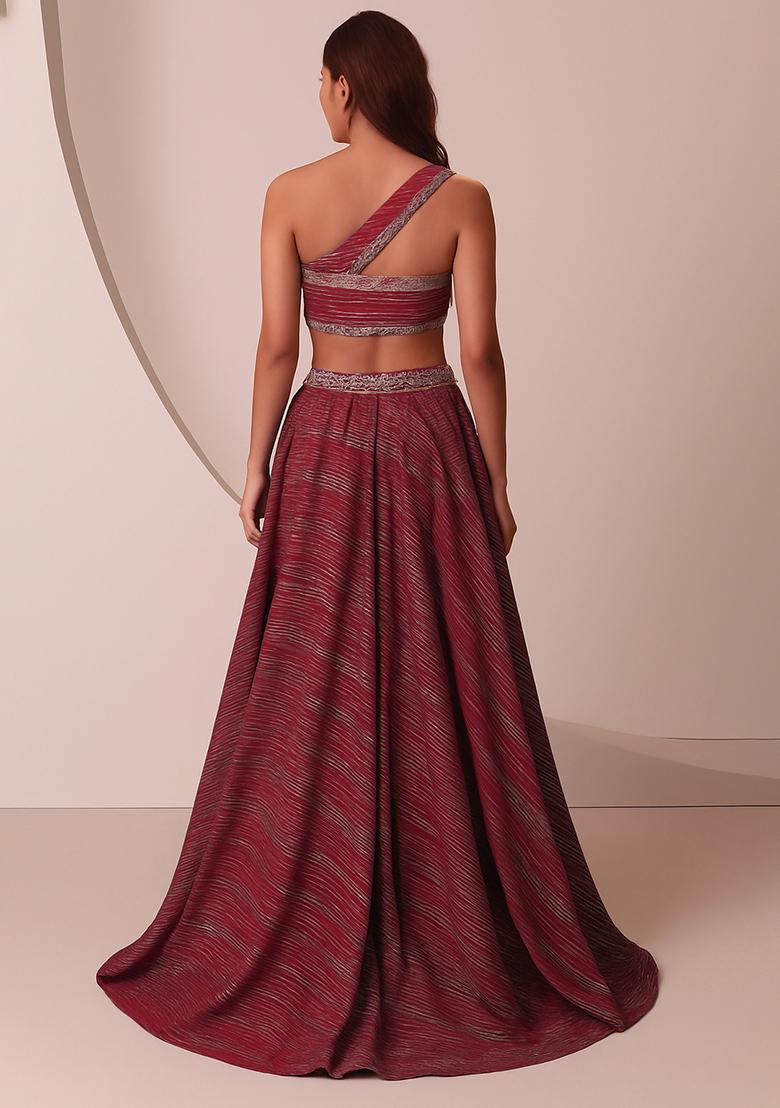 Gold Foil Printed Knit Lehenga Set