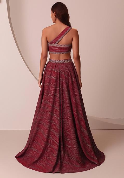 Gold Foil Printed Knit Lehenga Set