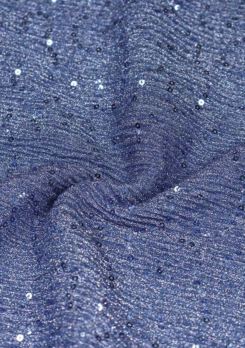 Blue Embellished Polyester Lehenga Set