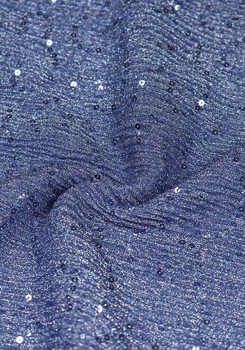 Blue Embellished Polyester Lehenga Set