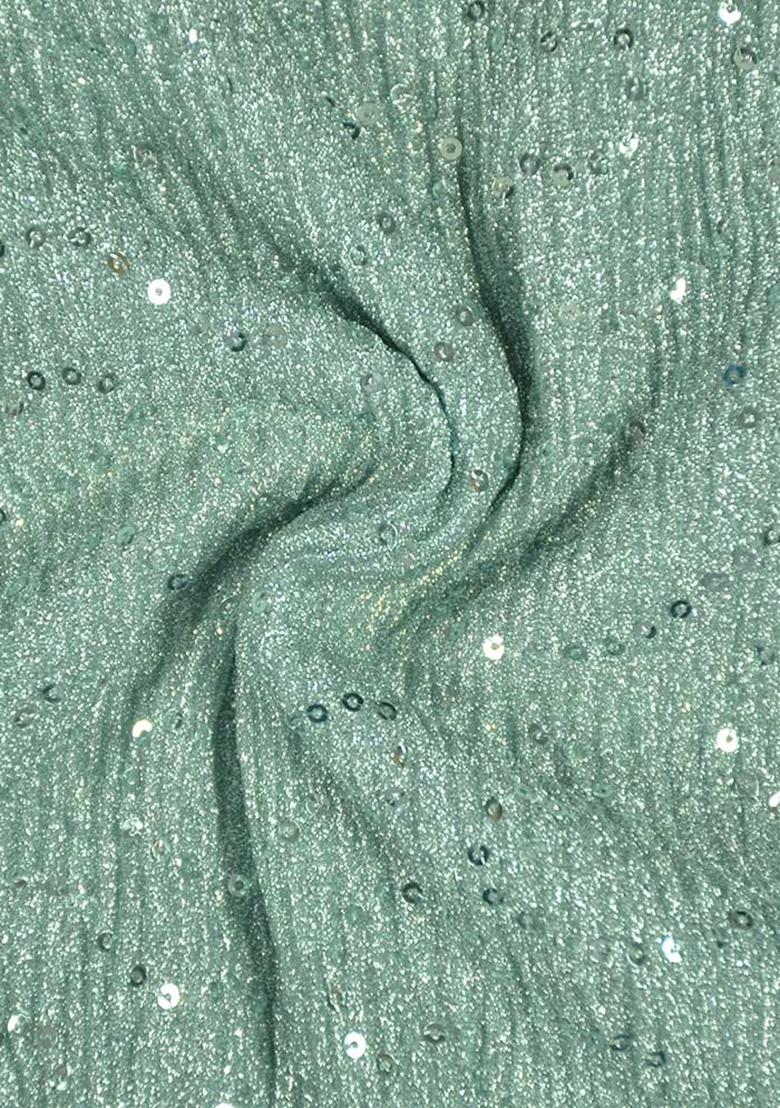 Turquoise Blue Embellished Polyester Lehenga Set