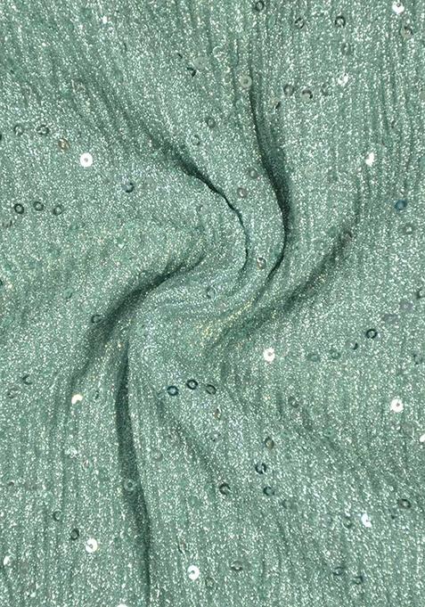 Turquoise Blue Embellished Polyester Lehenga Set