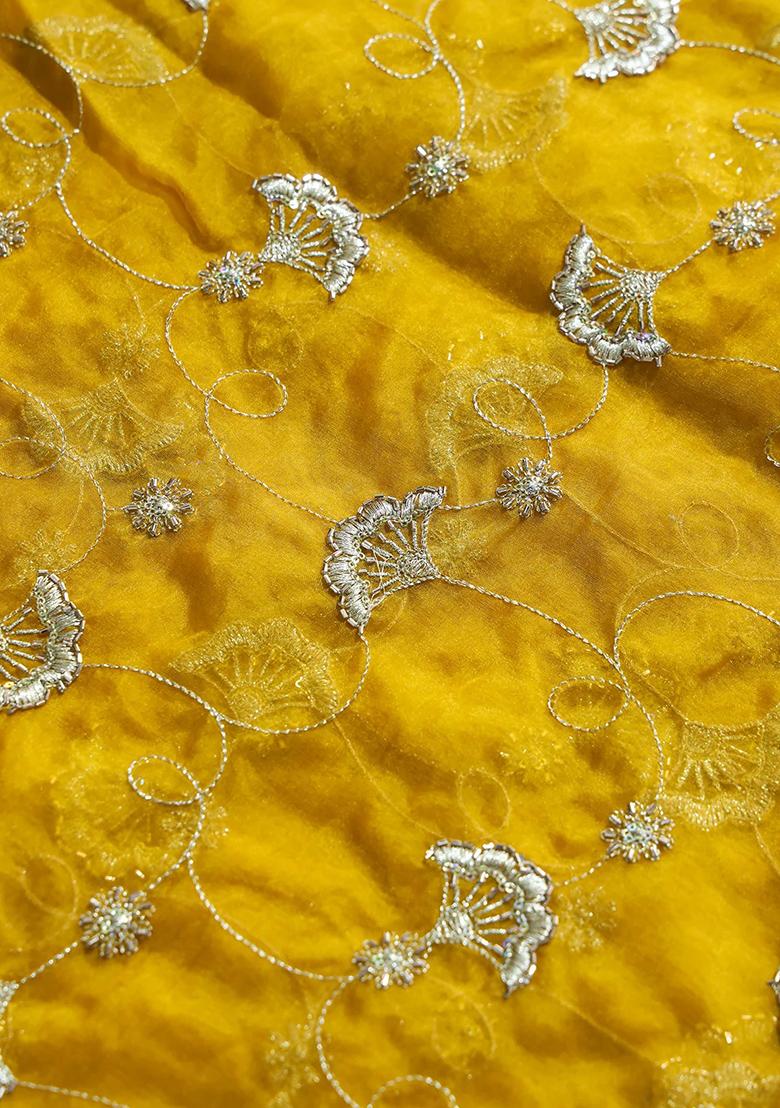 Yellow Embroidered Organza Lehenga Set With Dupatta