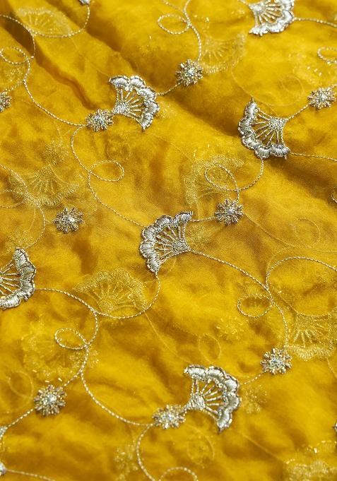 Yellow Embroidered Organza Lehenga Set With Dupatta
