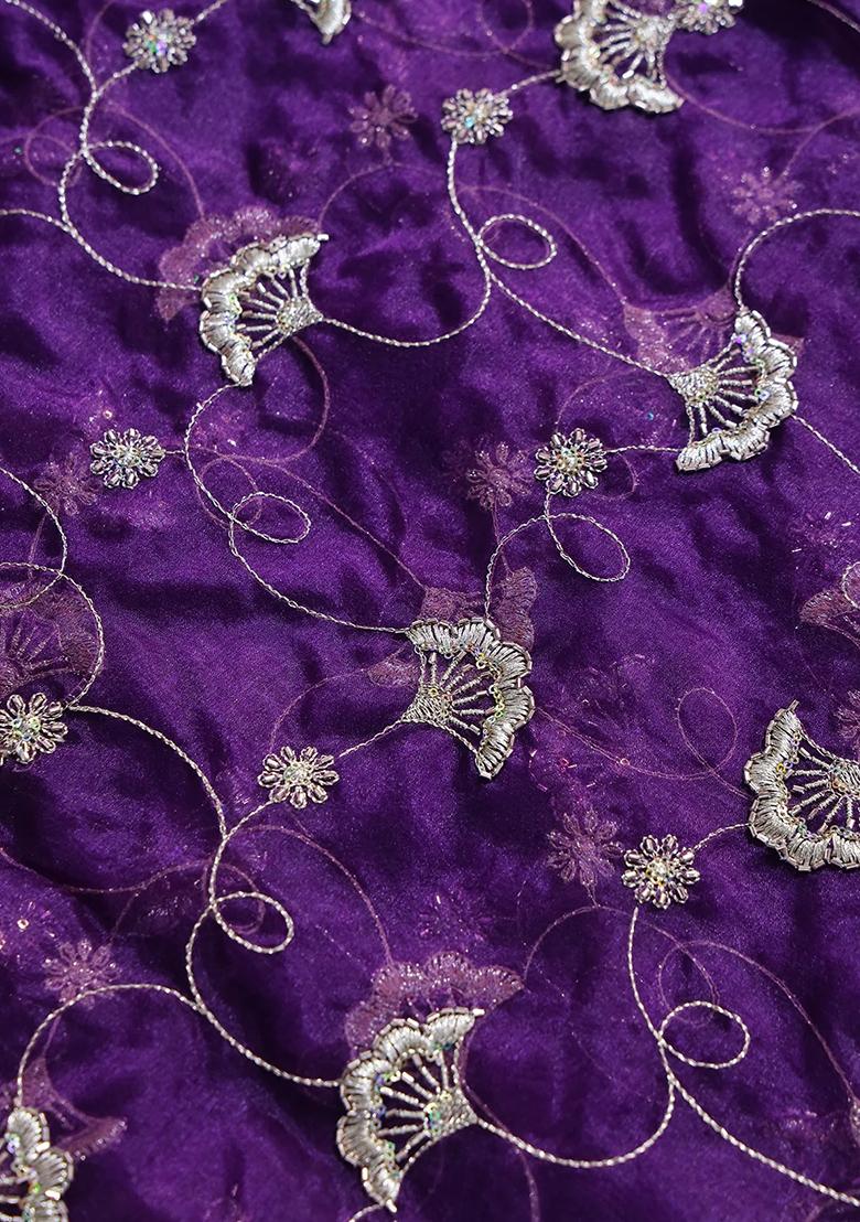 Purple Embroidered Organza Lehenga Set With Dupatta