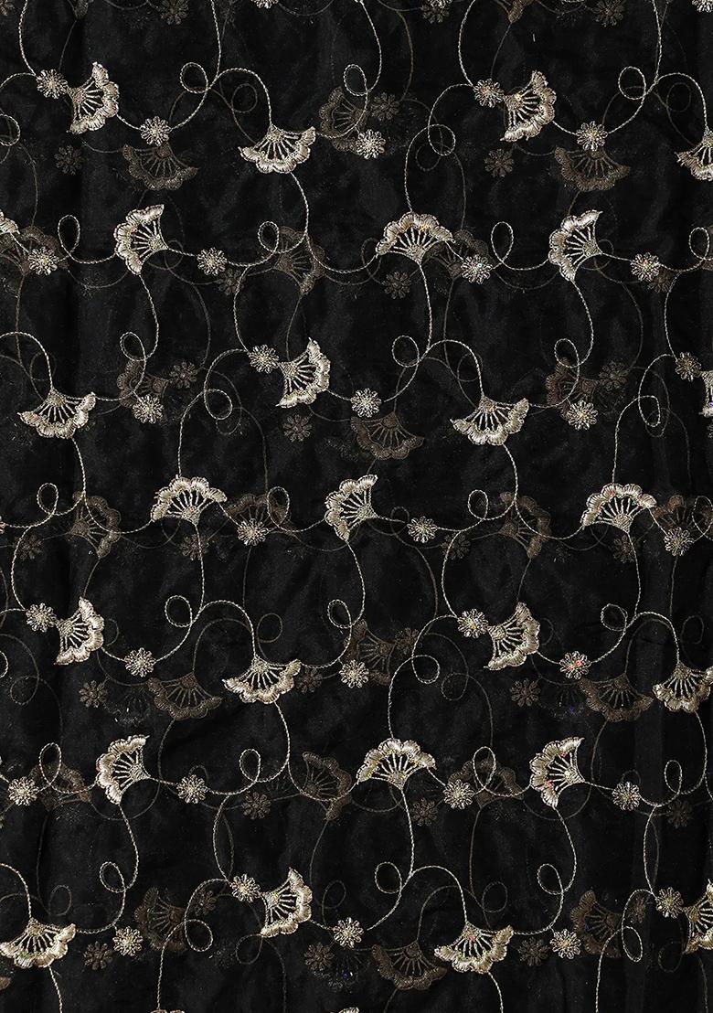 Black Embroidered Organza Lehenga Set With Dupatta