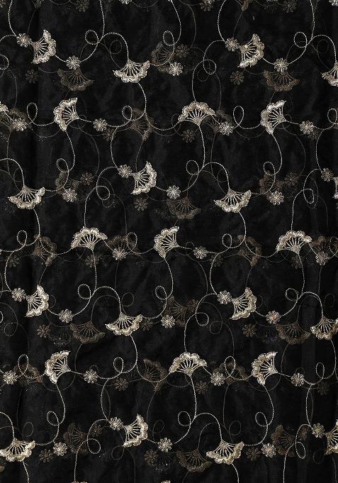 Black Embroidered Organza Lehenga Set With Dupatta