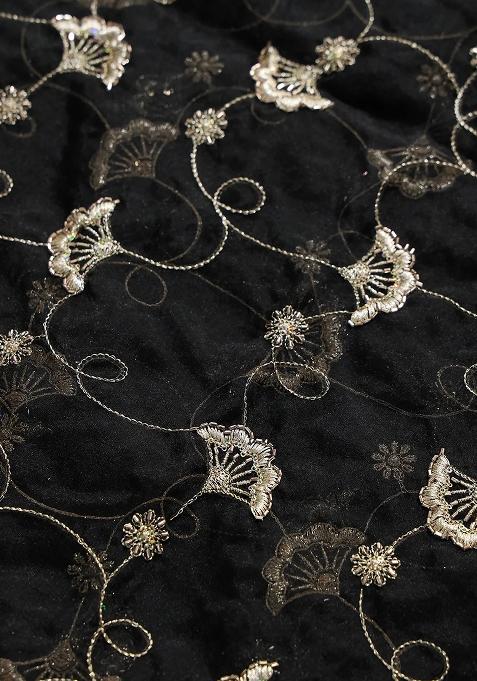 Black Embroidered Organza Lehenga Set With Dupatta