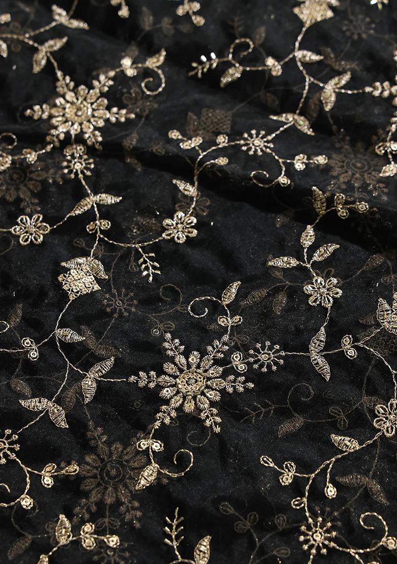 Black Embroidered Organza Lehenga Set With Dupatta