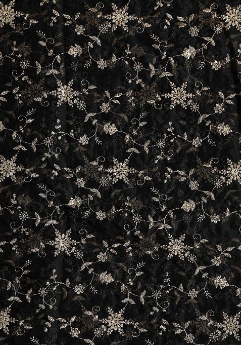 Black Embroidered Organza Lehenga Set With Dupatta