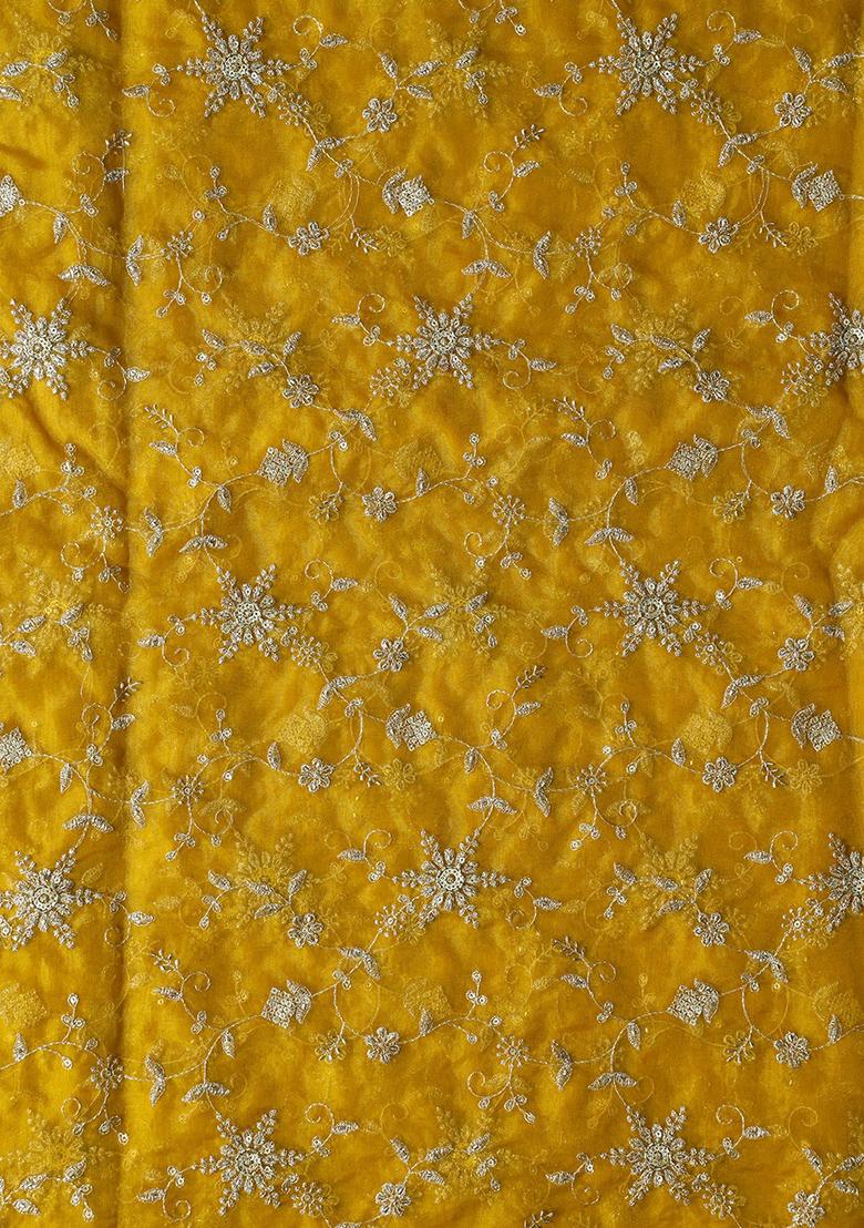 Yellow Embroidered Organza Lehenga Set With Dupatta