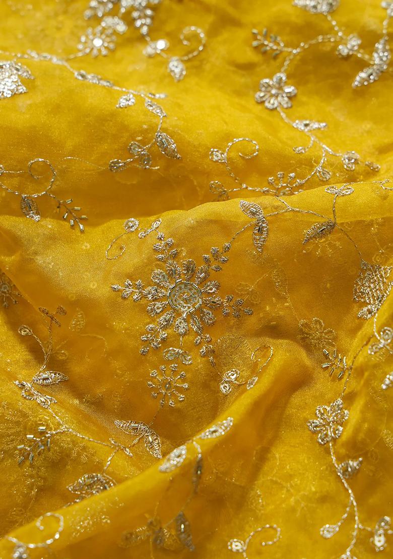 Yellow Embroidered Organza Lehenga Set With Dupatta