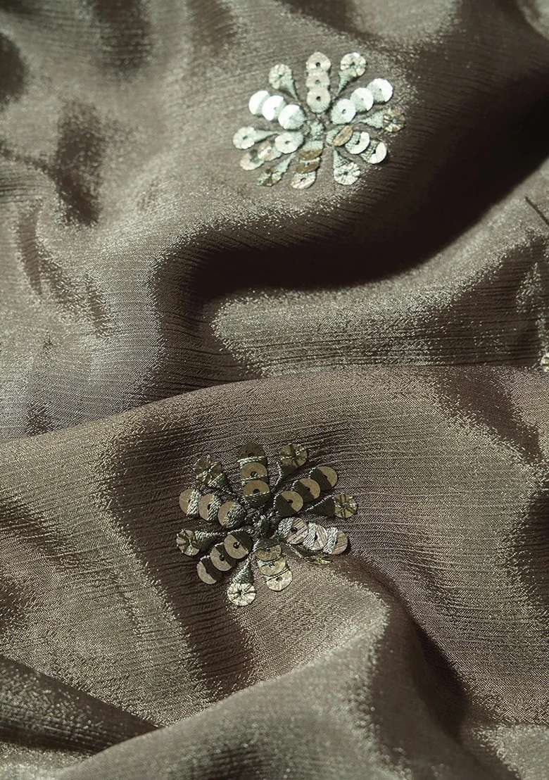 Olive Embellished Chinon Lehenga Set - Indya