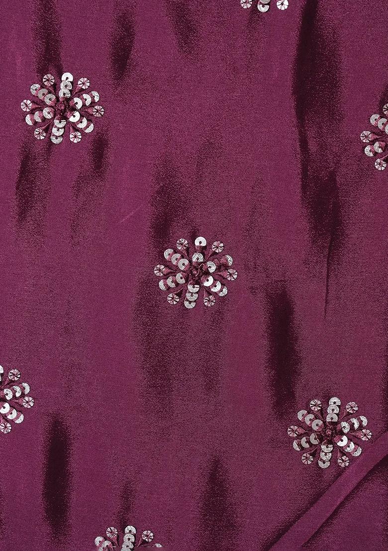 Maroon Embellished Chinon Lehenga Set - Indya